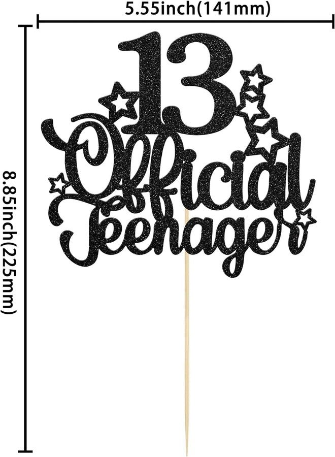 كونفيتي زينة كعكة عيد الميلاد الثالث عشر الرسمية من كونفيتي! - رقم 13 لامع - زينة كعكة عيد الميلاد الثالث عشر - لوازم تزيين حفلات عيد الميلاد الثالث عشر للمراهقين (أسود) - Image 2